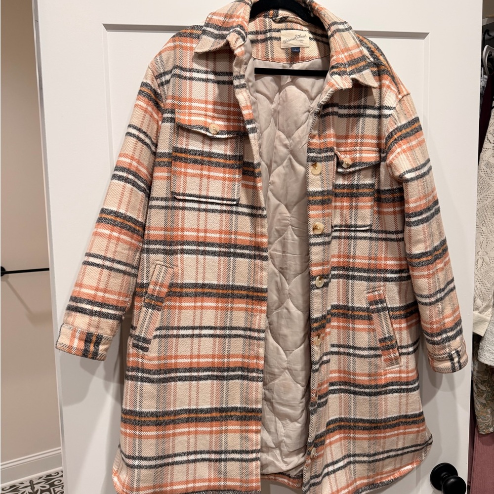 Universal Thread Plaid Utility Jacket - Cream and Orange